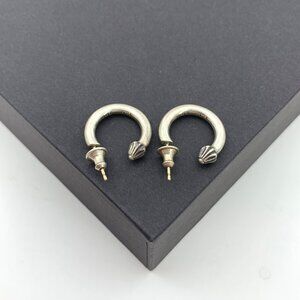 Chrome Hearts Plain Hoop Silver Cross Stud Earrings
